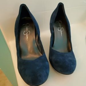 Jessica Simpson dark blue and brown wedge